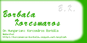 borbala korcsmaros business card