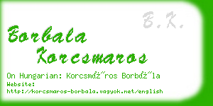 borbala korcsmaros business card